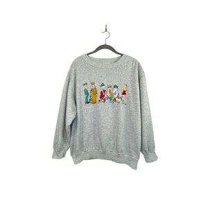 Vintage 90s Beetle Bailey Comic Cartoon Embroidery Sweatshirt Gray Large